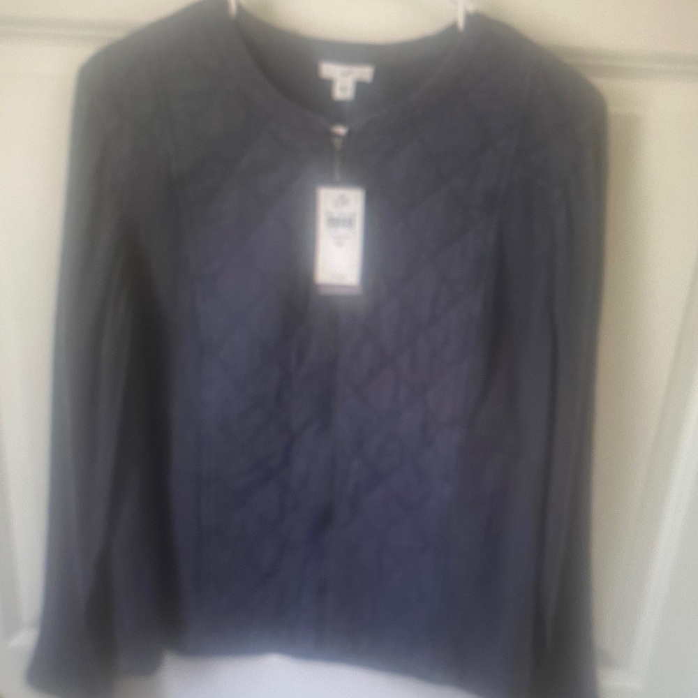 J.Jill Women Quilted Lightweight Jacket Charcoal Gray Mixed Media Cotton Size M